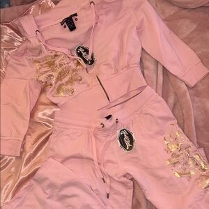 Hale Bob Pink and Gold two piece tracksuit